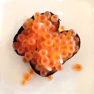 Top view of Salmon Egg Sashimi