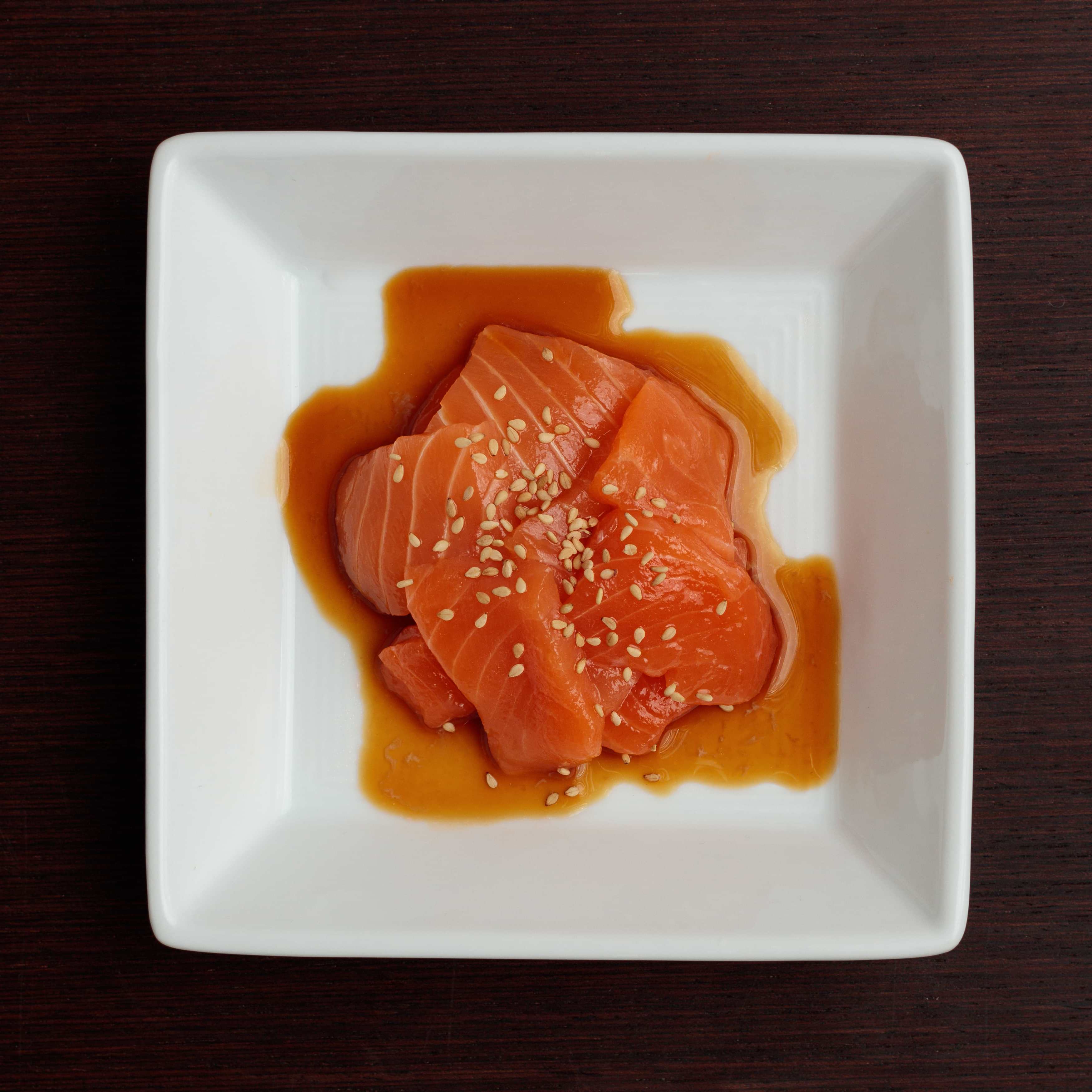 Dish with SUGARFISH Salmon sashimi