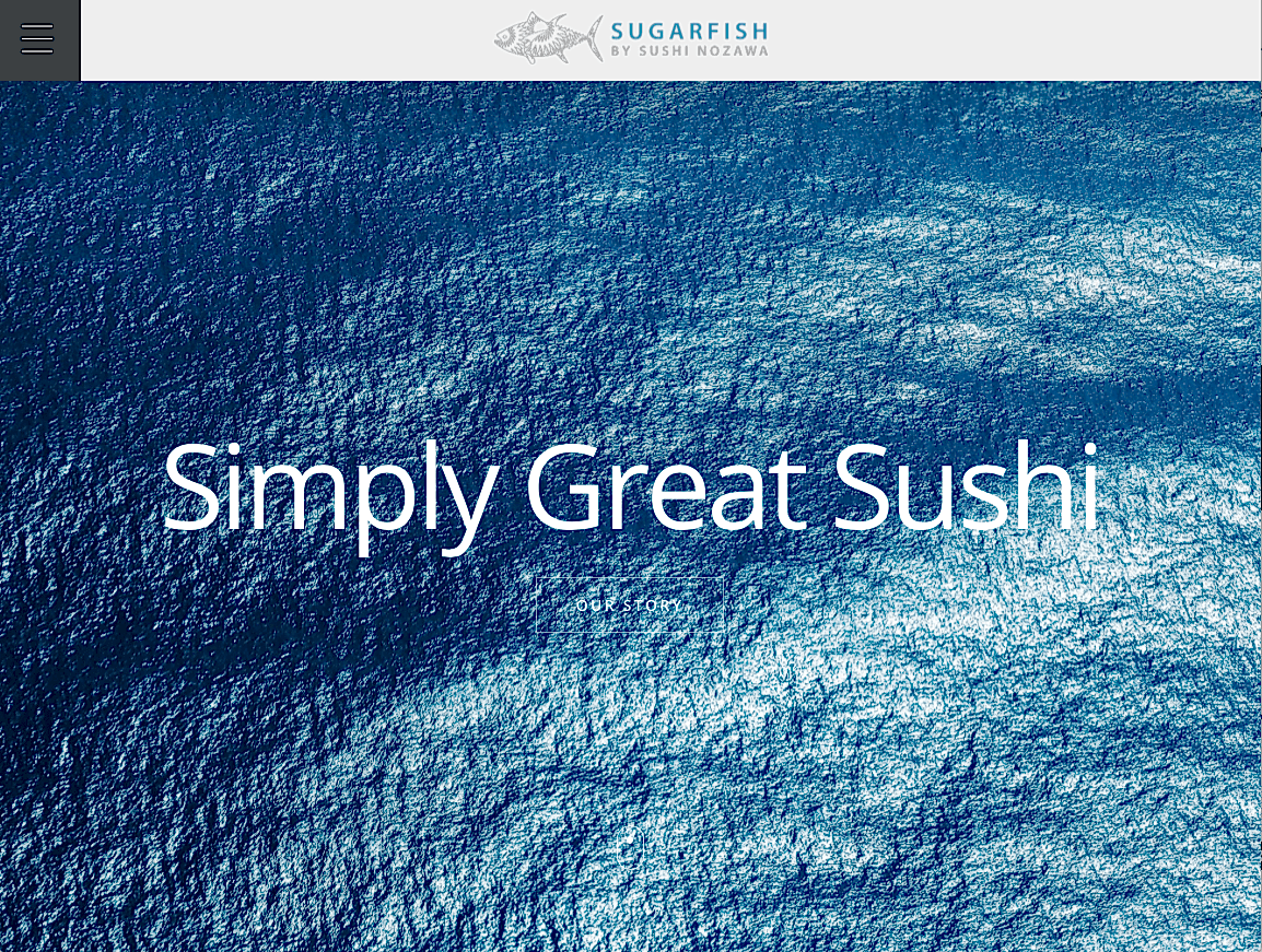 SIMPLY GREAT SUSHI text over an ocean background